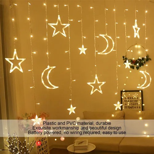 Miniatura 5 de LUCES NAVIDAD CASCADA LUNA Y ESTRELLA 3M